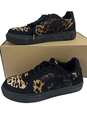 Temperley x Loci NEW Seven Leopard Black Sneakers EU 37/Women's 6.5 Vegan Laces
